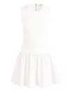Alice And Olivia Ella Combo Vegan Sleeveless Drop Waist Mini Dress Off White In White