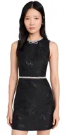 Alice And Olivia Ella Combo Vegan Sleeveless Drop Waist Mini Dress Off White In Black