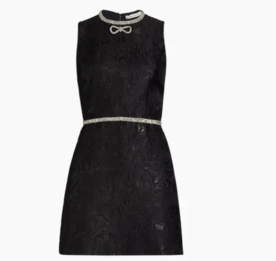 ALICE AND OLIVIA ELLIS EMBELLISHED CREW NECK SLEEVELESS MINI DRESS, BLACK