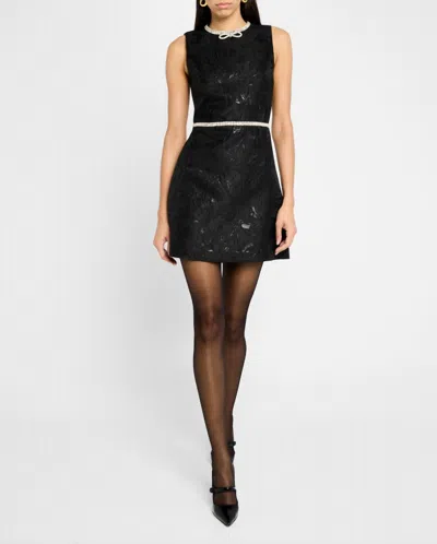 ALICE AND OLIVIA ELLIS EMBELLISHED MINI DRESS IN BLACK