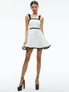 Alice And Olivia Eloisa Tie Shoulder Dress In Off White/black