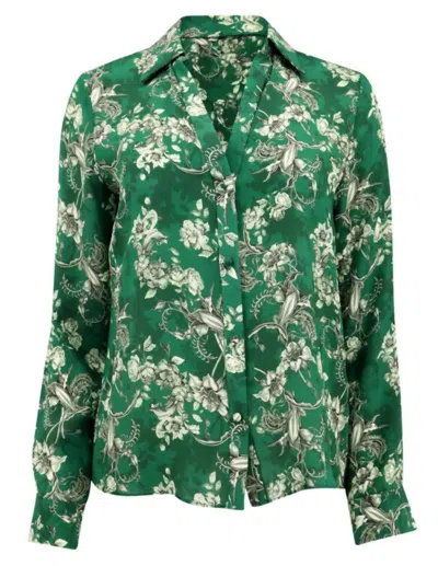 Alice And Olivia Eloise Blouse In Central Park In Green