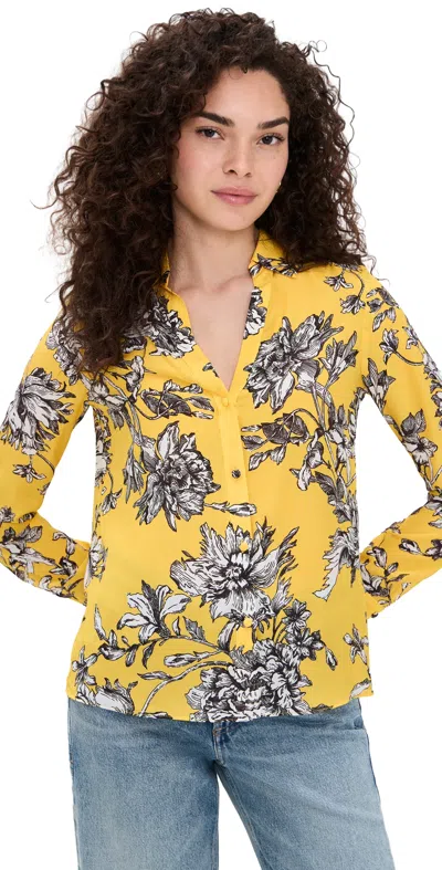 Alice And Olivia Eloise Button Down Blouse Blooming Wild Golden Hour
