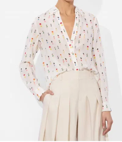 Alice And Olivia Eloise Button Down Blouse In White