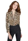 Alice And Olivia Eloise Button Down Leopard Blouse In Spotted Leopard Multi