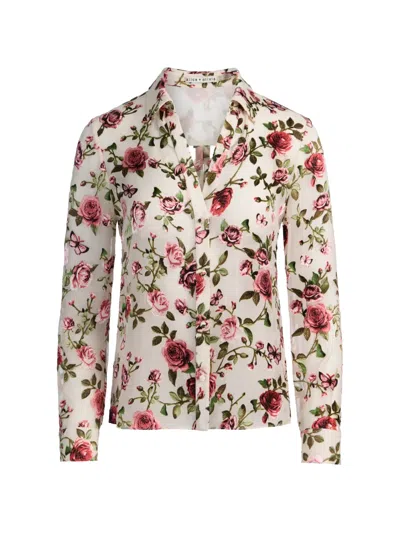 Alice And Olivia Eloise Floral-pattern Shirt In Neutral