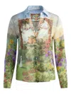 Alice And Olivia Eloise Button Down Blouse In Green