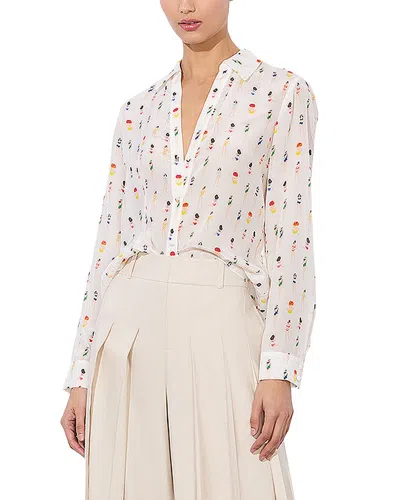 Alice And Olivia Eloise Silk Blouse In White