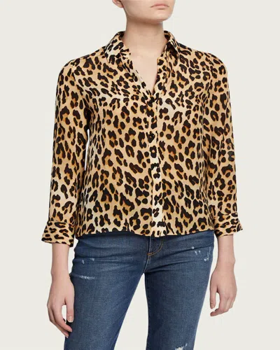 ALICE AND OLIVIA ELOISE SILK BUTTON-DOWN BLOUSE