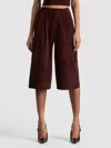 Alice And Olivia Eloise Suede Gaucho Pant In Brown