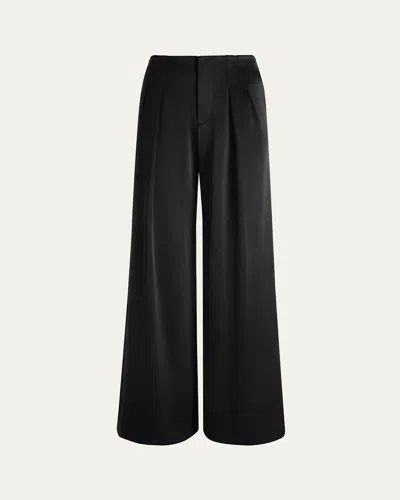 Alice And Olivia Eloise Wide-leg Satin Pants In Black