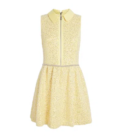 Alice And Olivia Embellished Ellis Mini Dress In Yellow