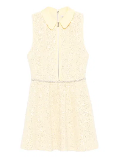 Alice And Olivia Embellished Flared Mini Dress In Yellow