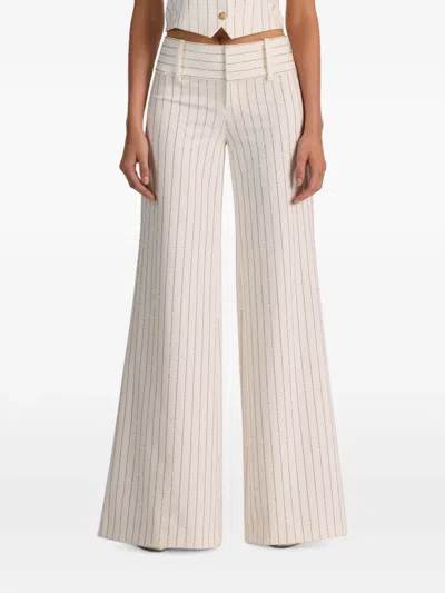 Alice And Olivia Embellished Flared Trousers In White
