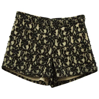 Alice And Olivia Alice & Olivia Embellished Guipure Shorts In Black Polyester
