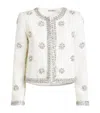 Alice And Olivia Kidman Embellished Tweed Jacket In Ivory
