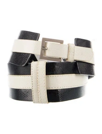 Pre-owned Alice And Olivia Embossed Leather Belt Kit In Black