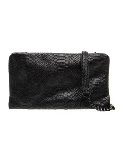 Pre-owned Alice And Olivia Embossed Leather Shoulder Bag In Black