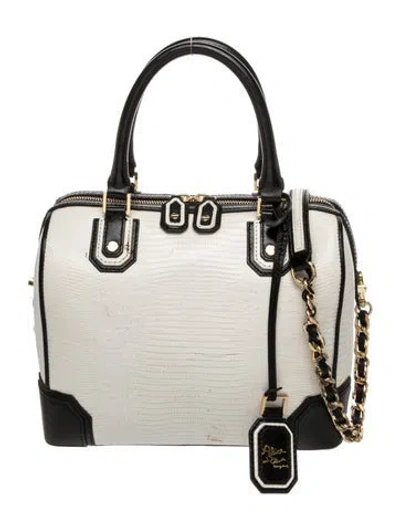 Pre-owned Alice And Olivia Embossed Leather Top Handle Bag In Neutrals