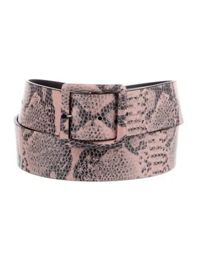 Pre-owned Alice And Olivia Embossed Leather Waist Belt In Pink