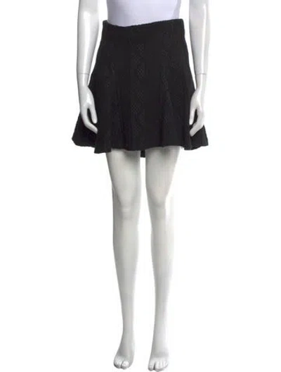 Pre-owned Alice And Olivia Embroidered Accent Mini Skirt In Black