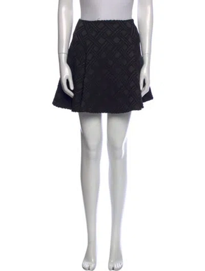 Pre-owned Alice And Olivia Embroidered Accent Mini Skirt In Black