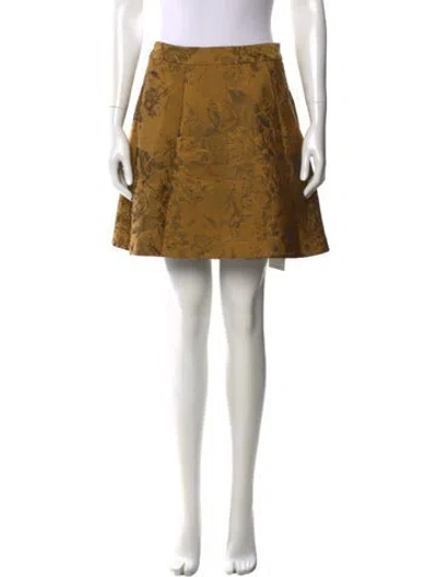 Pre-owned Alice And Olivia Embroidered Accent Mini Skirt In Green