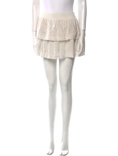Pre-owned Alice And Olivia Embroidered Accent Mini Skirt In White