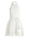 Alice And Olivia Lucy Eyelet Halter Mini Shirtdress