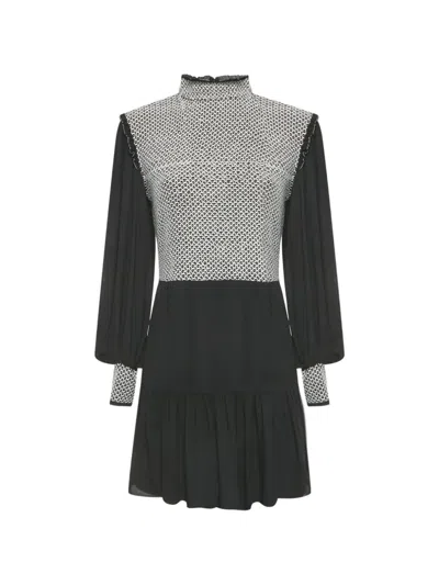 Pre-owned Alice And Olivia Embroidered Mini Dress In Black