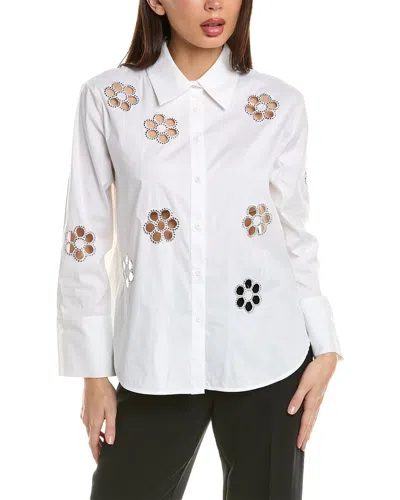 Alice And Olivia Alice + Olivia Embroidered Shirt In White