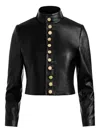 Alice And Olivia Emerson Buttoned Military Jacket In Black