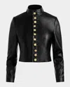 Alice And Olivia Emerson Buttoned Military Jacket In Black