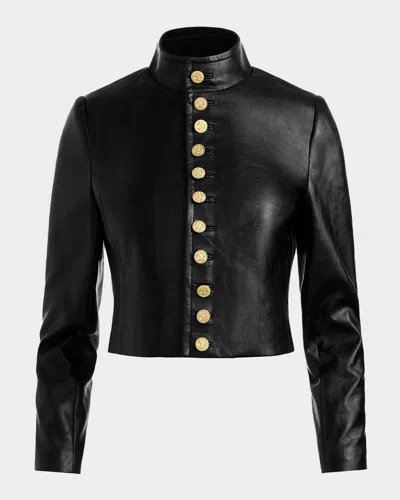 ALICE AND OLIVIA EMERSON VEGAN LEATHER JACKET