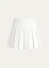 Alice And Olivia Emilie Box Pleated Mini Skirt In Off White