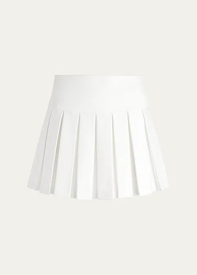 Alice And Olivia Emilie Box Pleated Mini Skirt In Off White