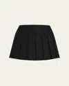 Alice And Olivia Emilie High-rise Box Pleated Mini Skort In Black