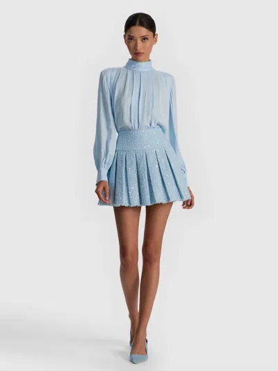 Alice And Olivia Emilie Tweed Mini Skirt In Carolina Blue In Multi