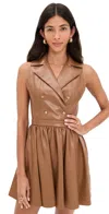 Alice And Olivia Emmy Faux Leather Flared Mini Dress Camel In Multi