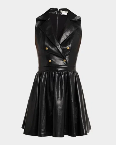 Alice And Olivia Emmy Sleeveless Vegan Leather Mini Dress In Black