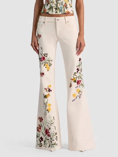 Alice And Olivia Emryn Embroidered Jean In Multi
