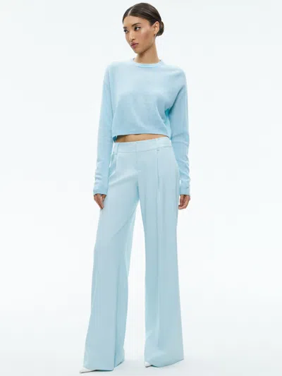 Alice And Olivia Eric Low Rise Linen Pant In Spring Sky