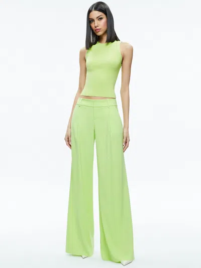 Alice And Olivia Eric Low-rise Palazzo Pants In Sharp Green