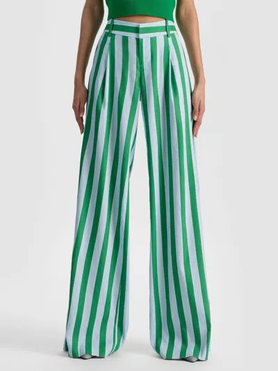 Alice And Olivia Eric Striped Trousers In Green