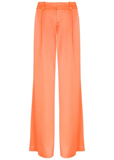 Alice And Olivia Eric Wide-leg Satin Trousers In Coral