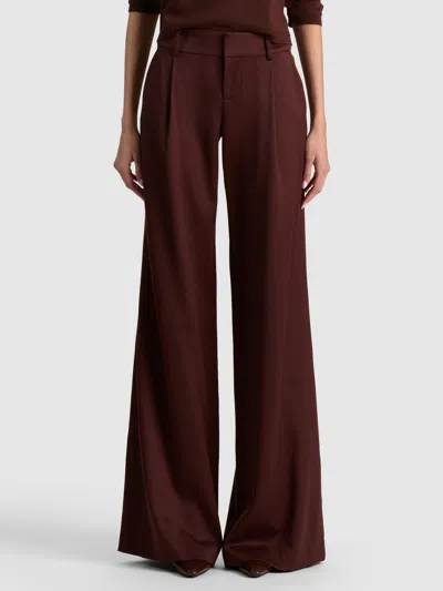 Alice And Olivia Eric Wool Pant In Dark Chocolate