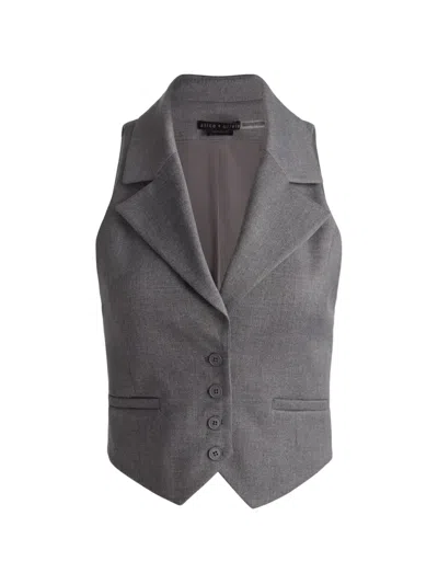 Alice And Olivia Erica Notched-lapels Top In Gray