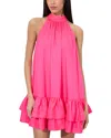 Alice And Olivia Erna Tie-neck Halter Mini Dress In Wild Pink