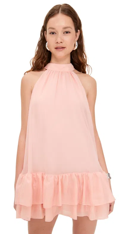 Alice And Olivia Erna Tie Back Halter Neck Tiered Dress Pink Bloom