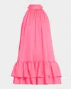 Alice And Olivia Erna Tie-neck Halter Mini Dress In Wild Pink